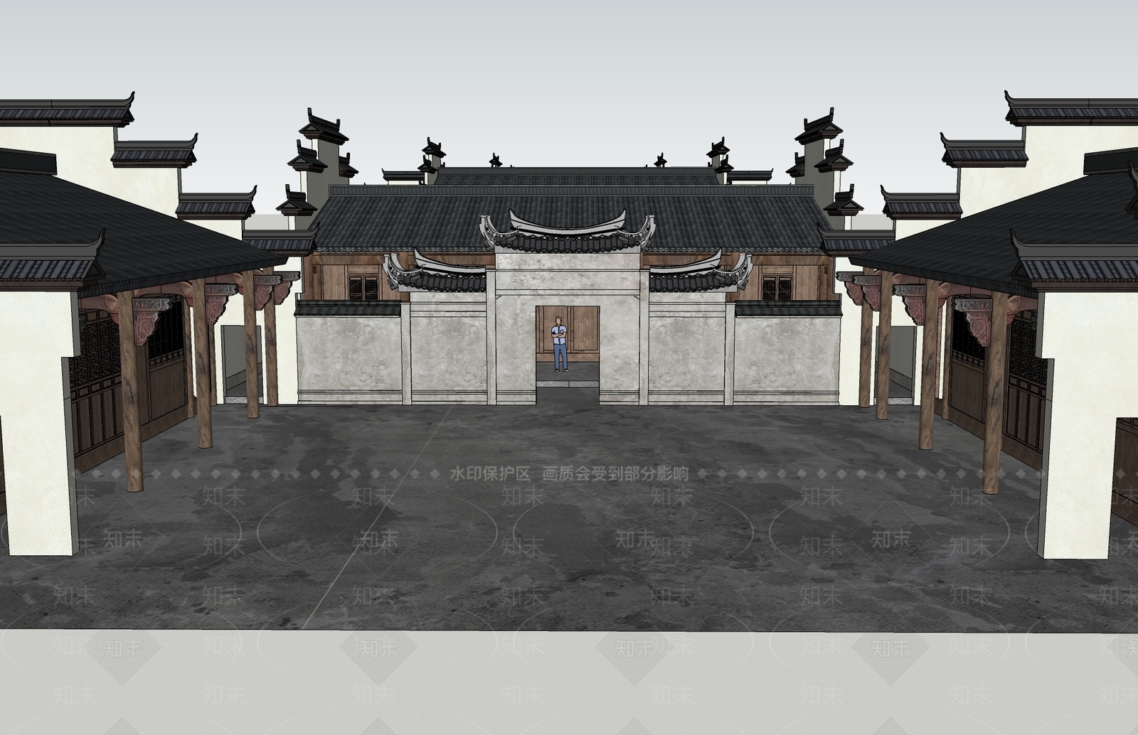 中式古建筑SU模型下载【ID:1199395229】