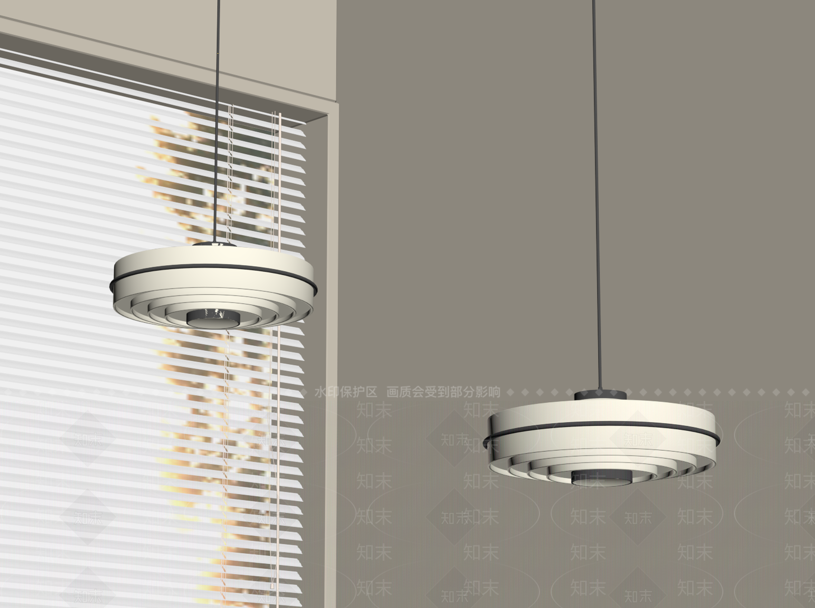 现代奶油吊灯SU模型下载【ID:1199395677】
