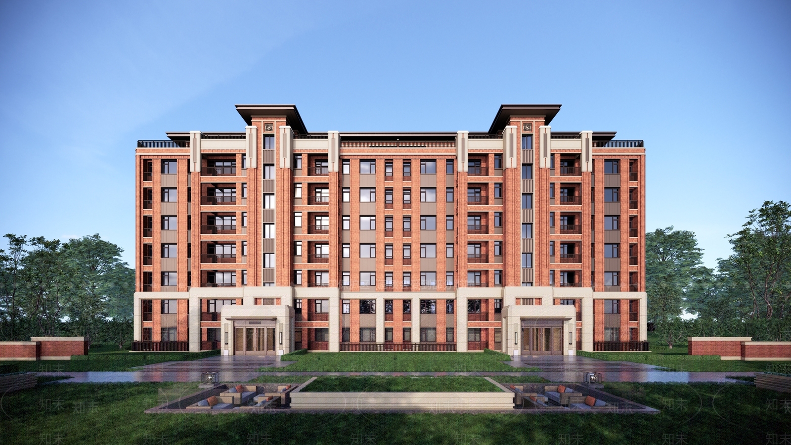 现代小区建筑SU模型下载【ID:1199396837】
