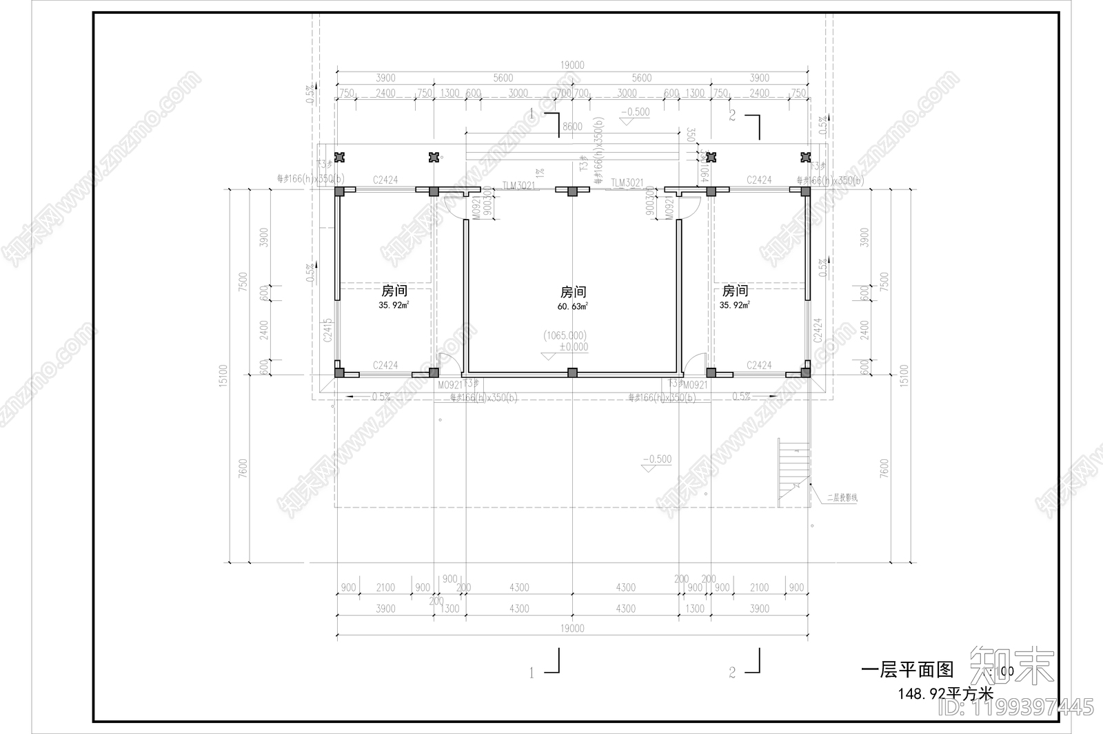 新中式极简别墅建筑施工图下载【ID:1199397445】