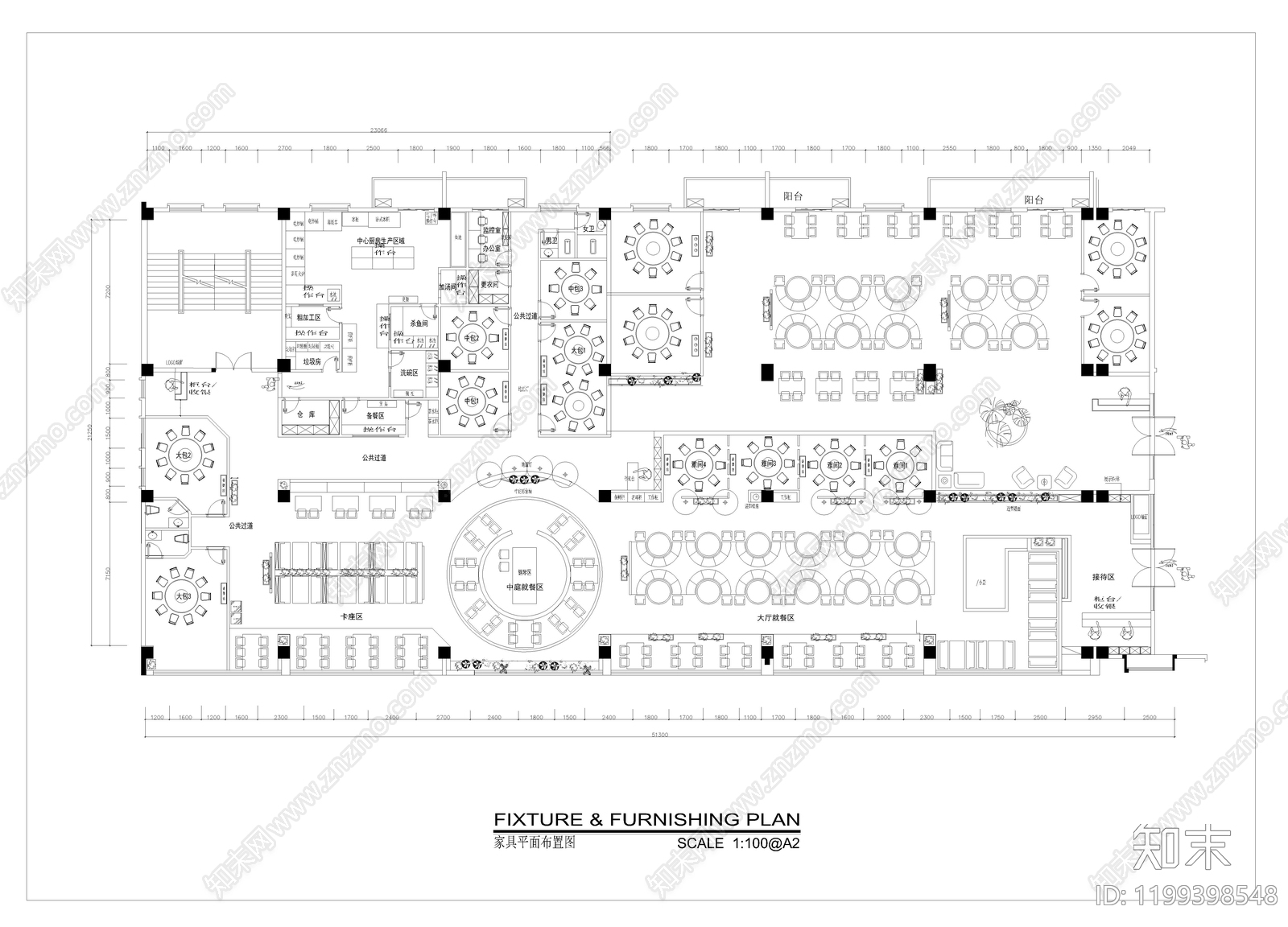现代中餐厅施工图下载【ID:1199398548】