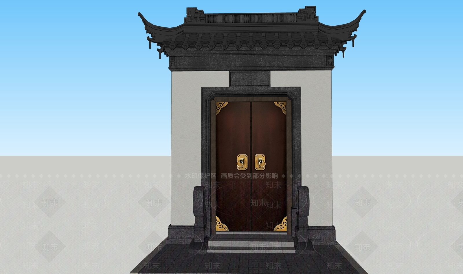中式古建筑SU模型下载【ID:1199400347】