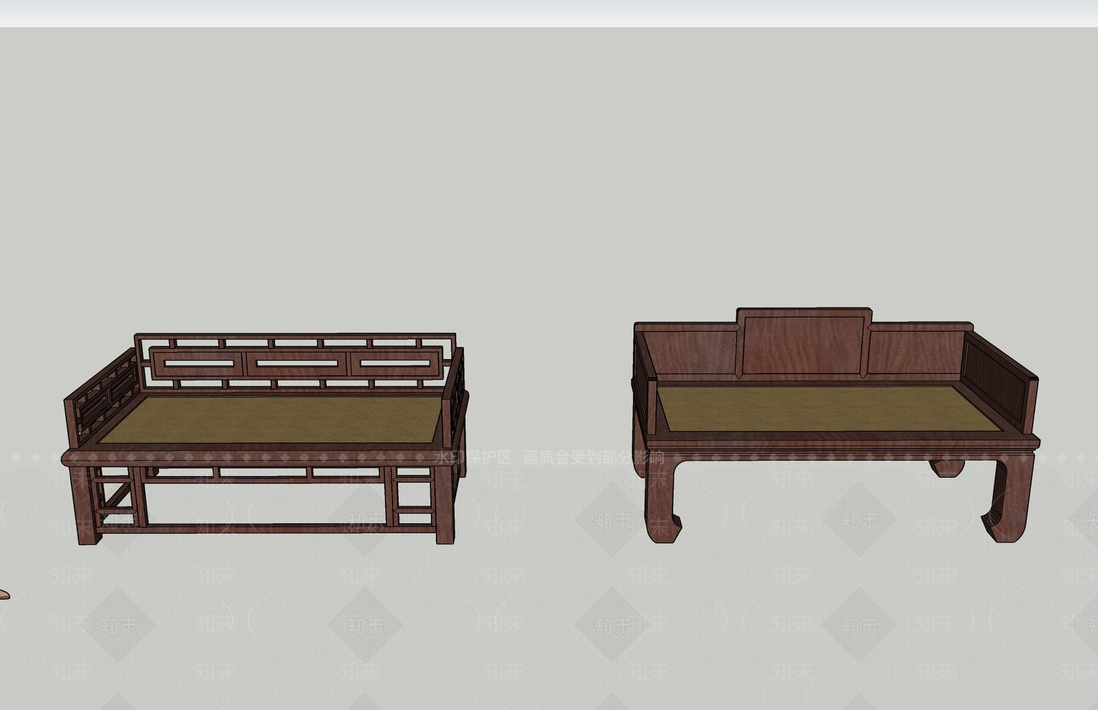 中式罗汉床SU模型下载【ID:1199400810】