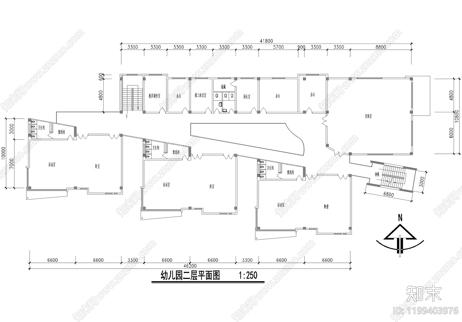 幼儿园建筑cad施工图下载【ID:1199403976】