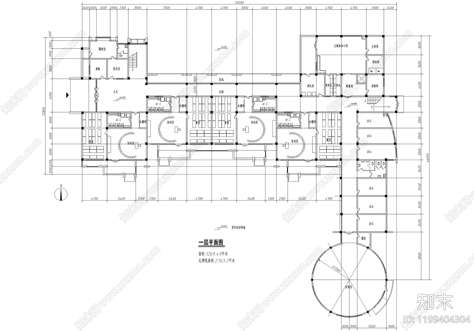 幼儿园建筑施工图下载【ID:1199404304】
