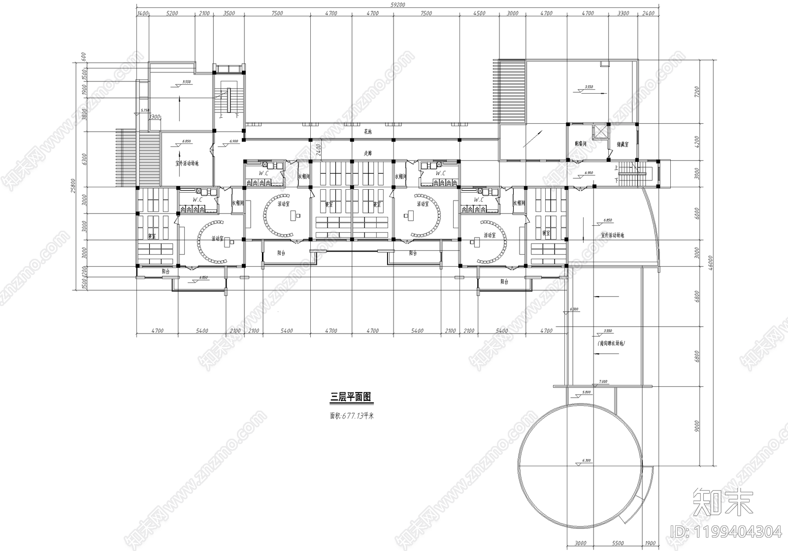 幼儿园建筑cad施工图下载【ID:1199404304】