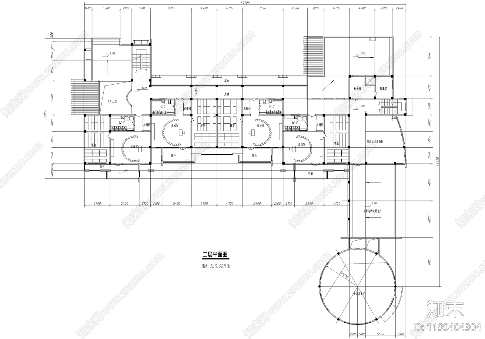 幼儿园建筑cad施工图下载【ID:1199404304】