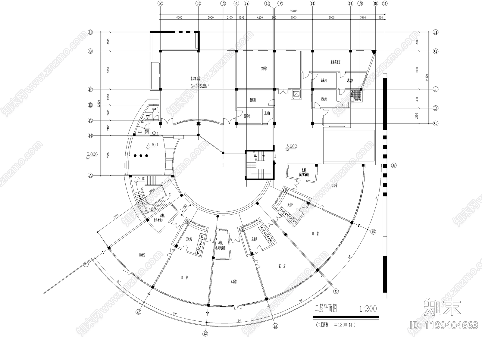 幼儿园建筑cad施工图下载【ID:1199404663】