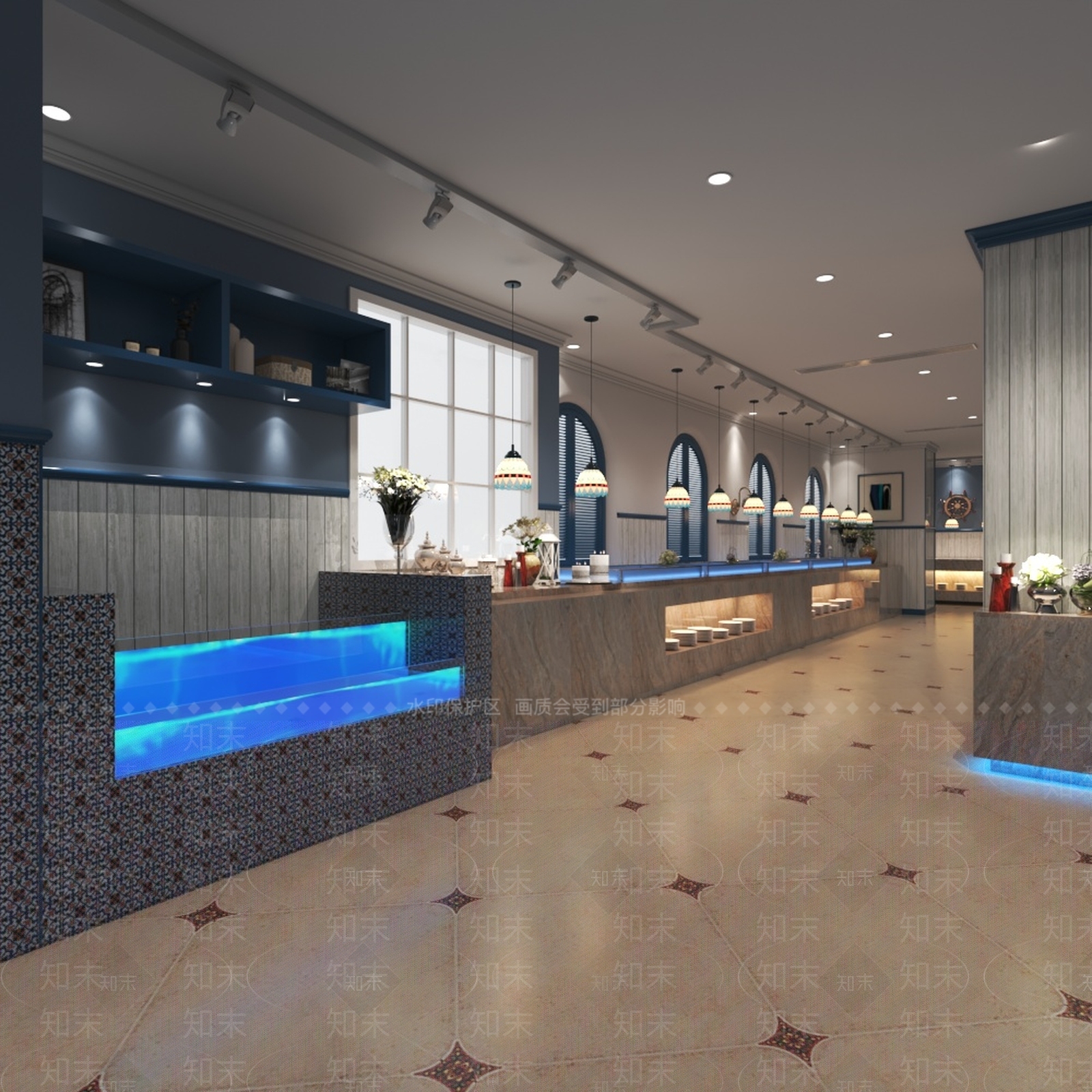 现代简约自助餐厅3D模型下载【ID:1199405085】