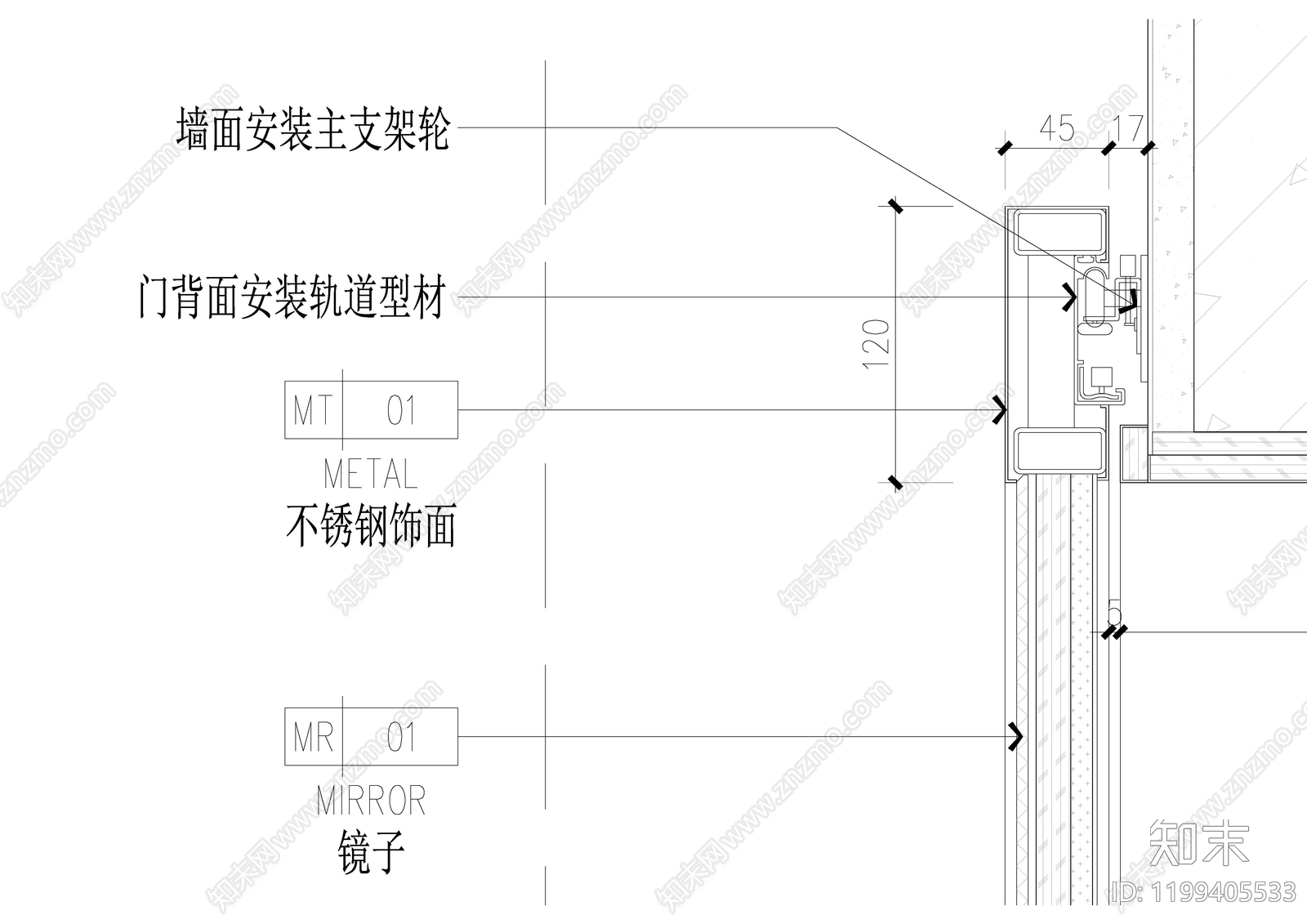 综合门节点cad施工图下载【ID:1199405533】