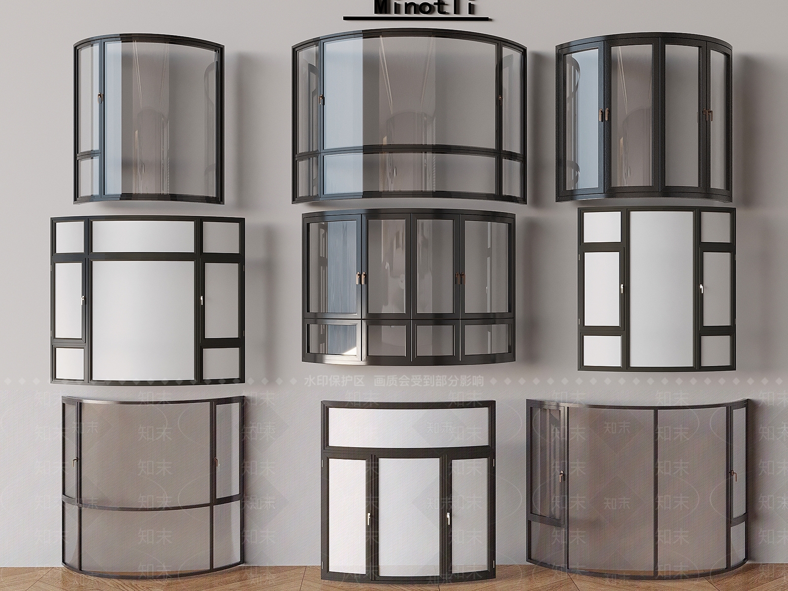 现代平开窗3D模型下载【ID:1199405555】