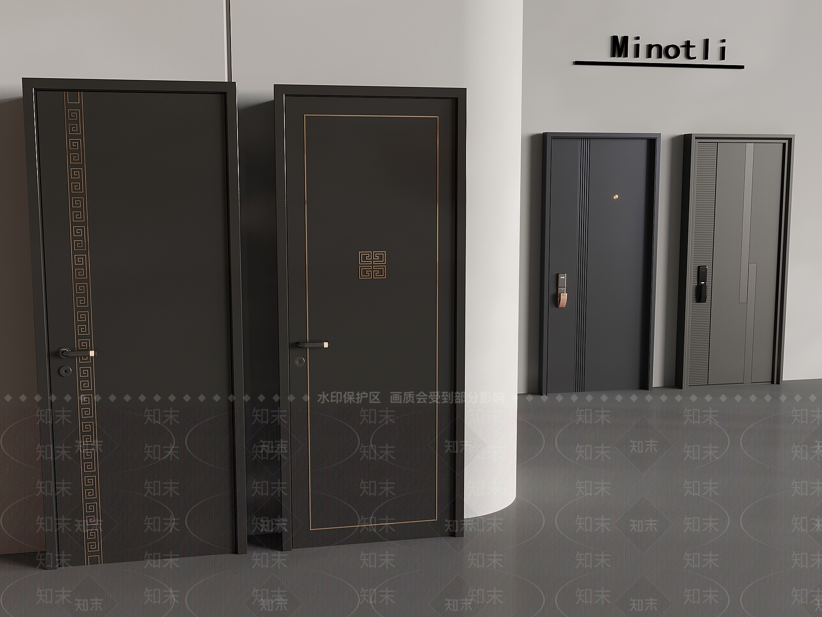 中式平开门3D模型下载【ID:1199406458】