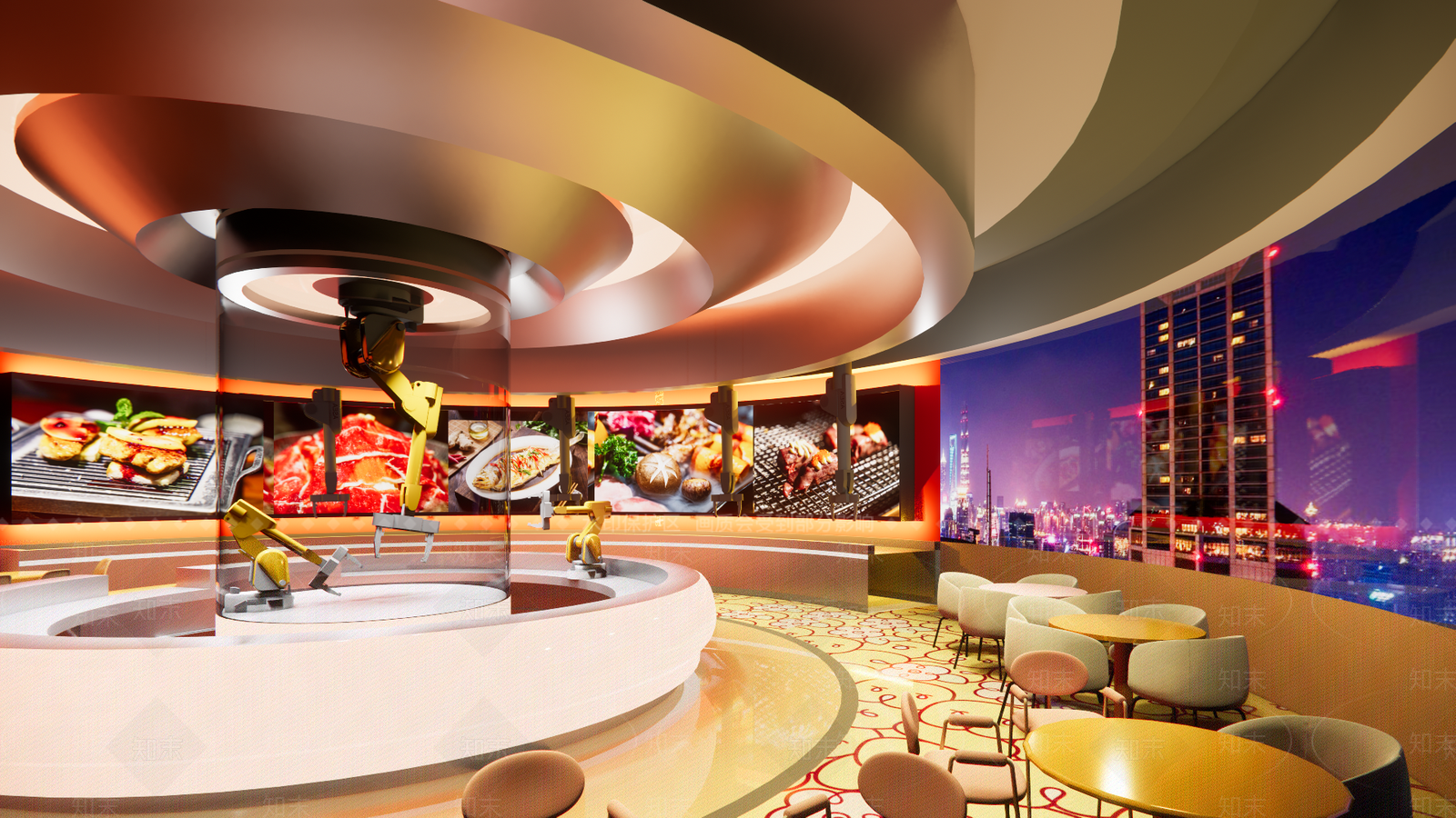 现代工业自助餐厅SU模型下载【ID:1199407175】