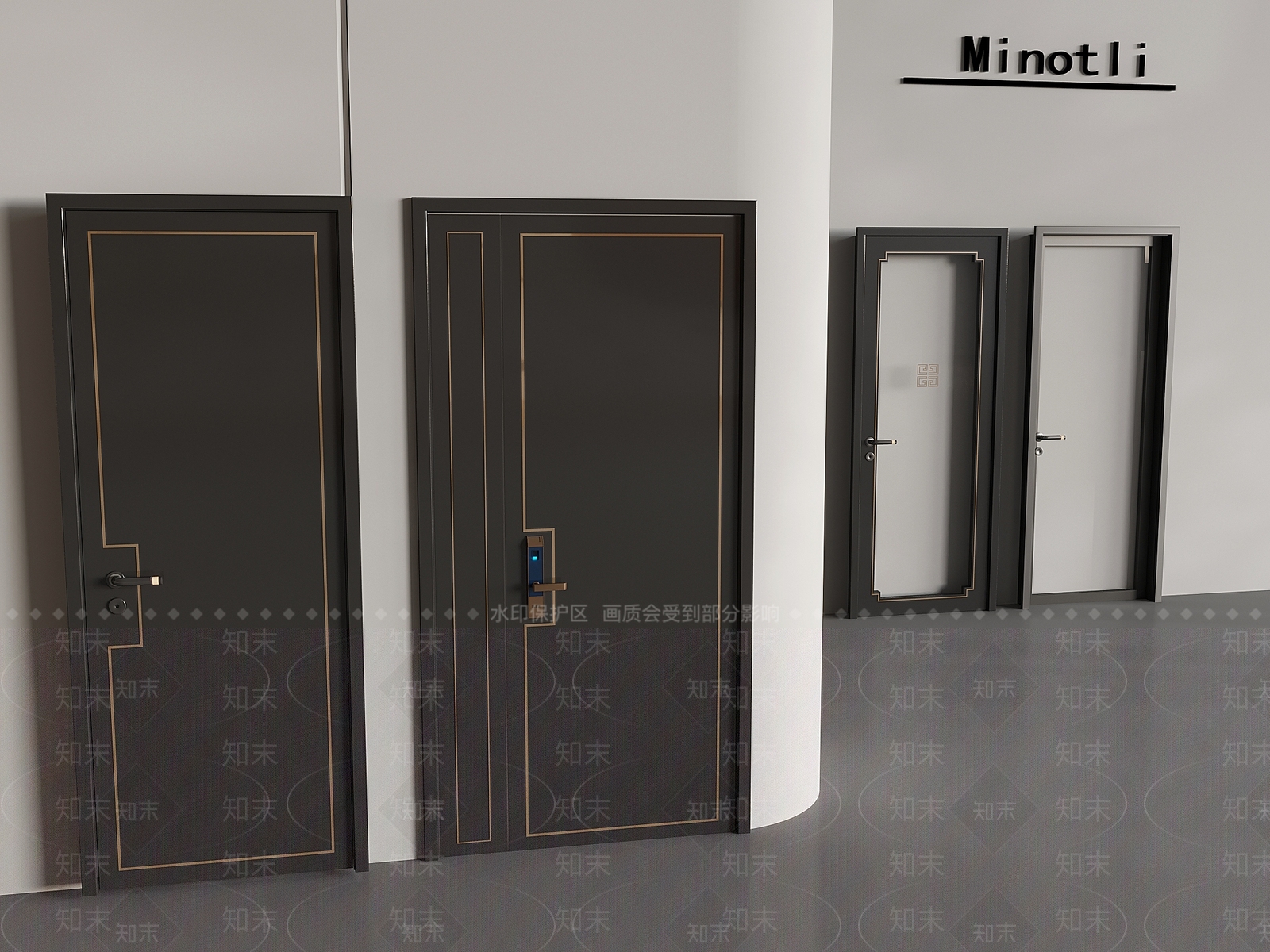 中式平开门3D模型下载【ID:1199408098】