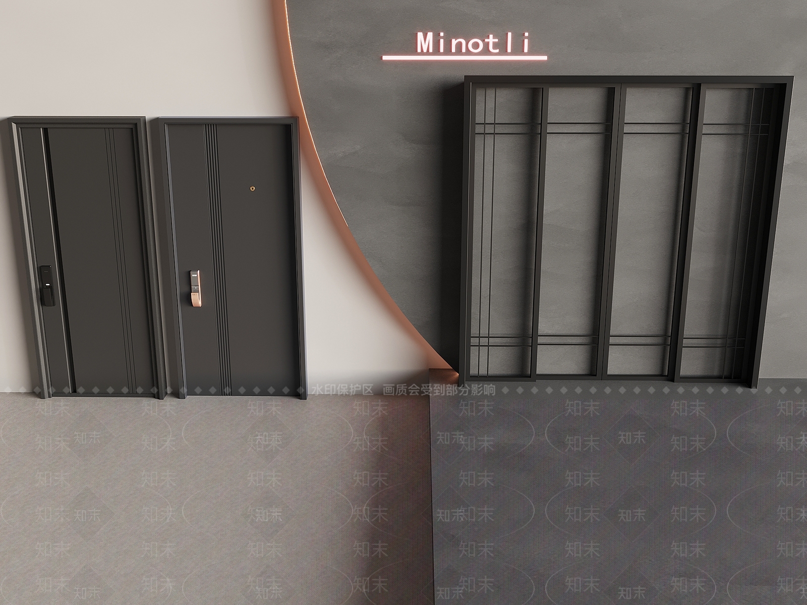 现代平开门3D模型下载【ID:1199408990】