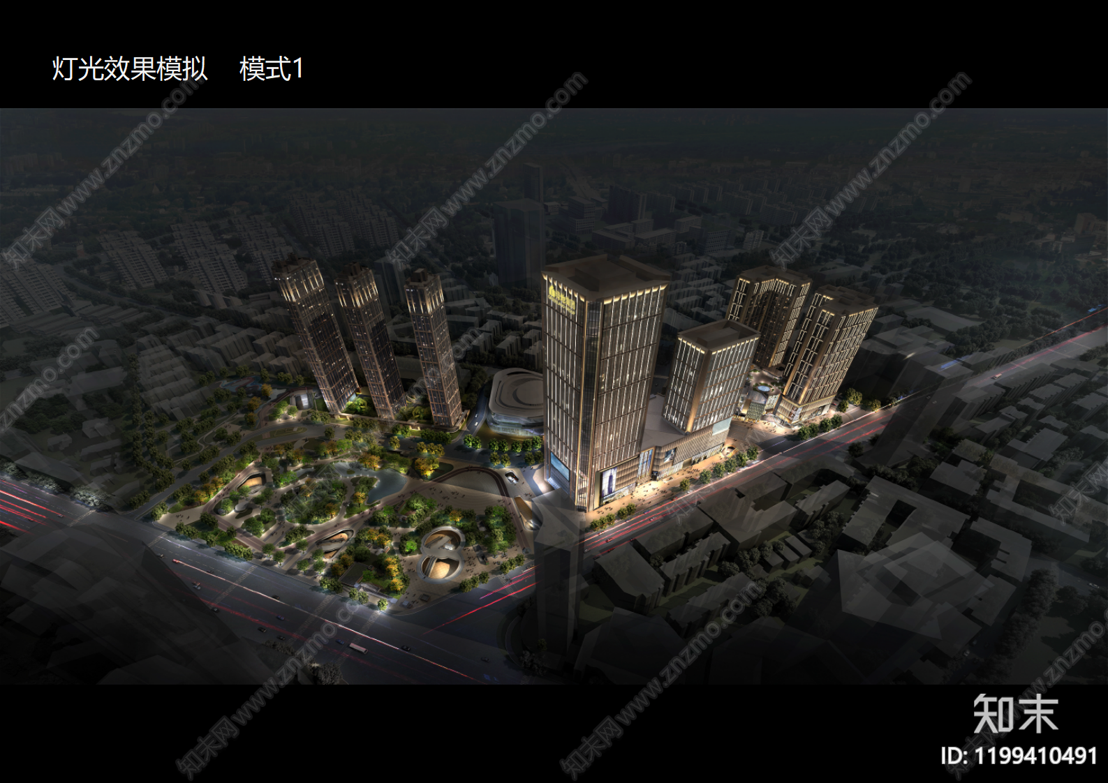 现代新中式商业街区建筑下载【ID:1199410491】