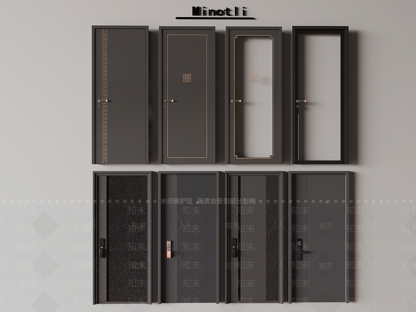 现代平开门3D模型下载【ID:1199410012】