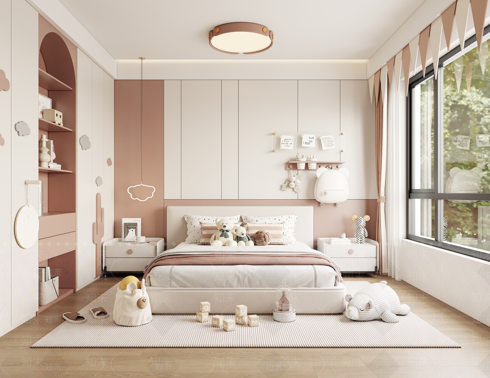 法式奶油通用儿童房SU模型下载【ID:1199411026】