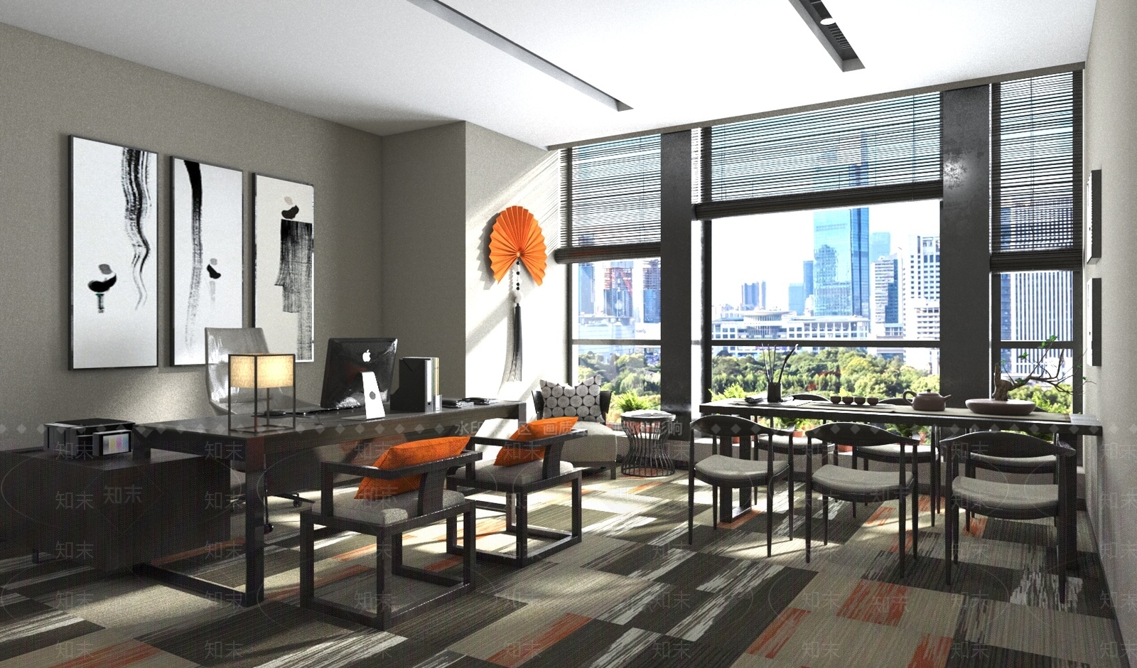 中式新中式办公室3D模型下载【ID:1199412080】