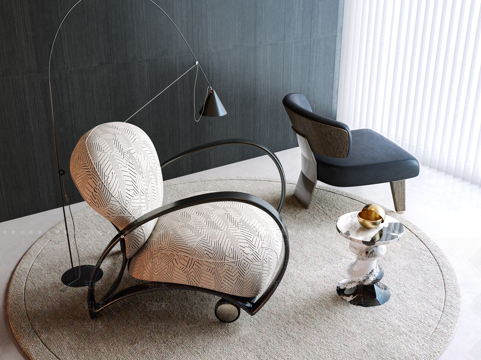 现代意式休闲椅3D模型下载【ID:1199411949】