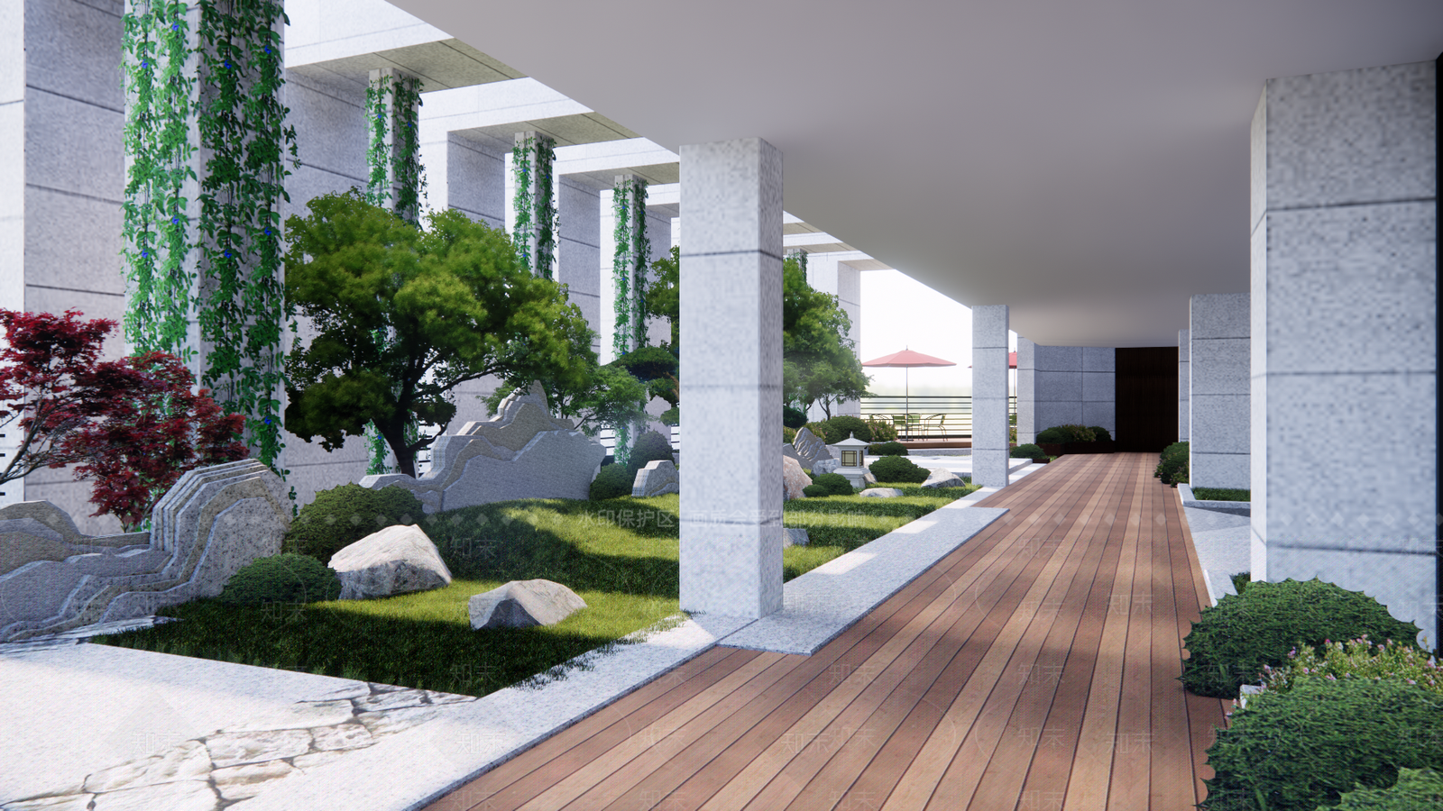 现代日式屋顶花园SU模型下载【ID:1199412794】