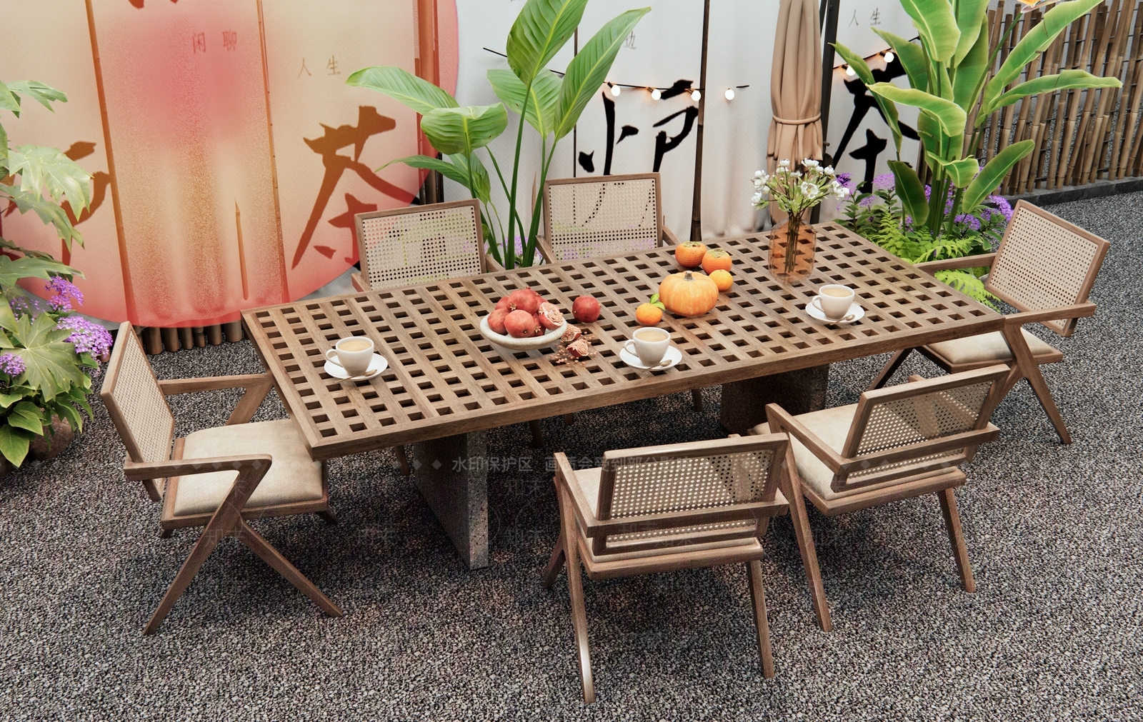 现代户外桌椅SU模型下载【ID:1199413860】