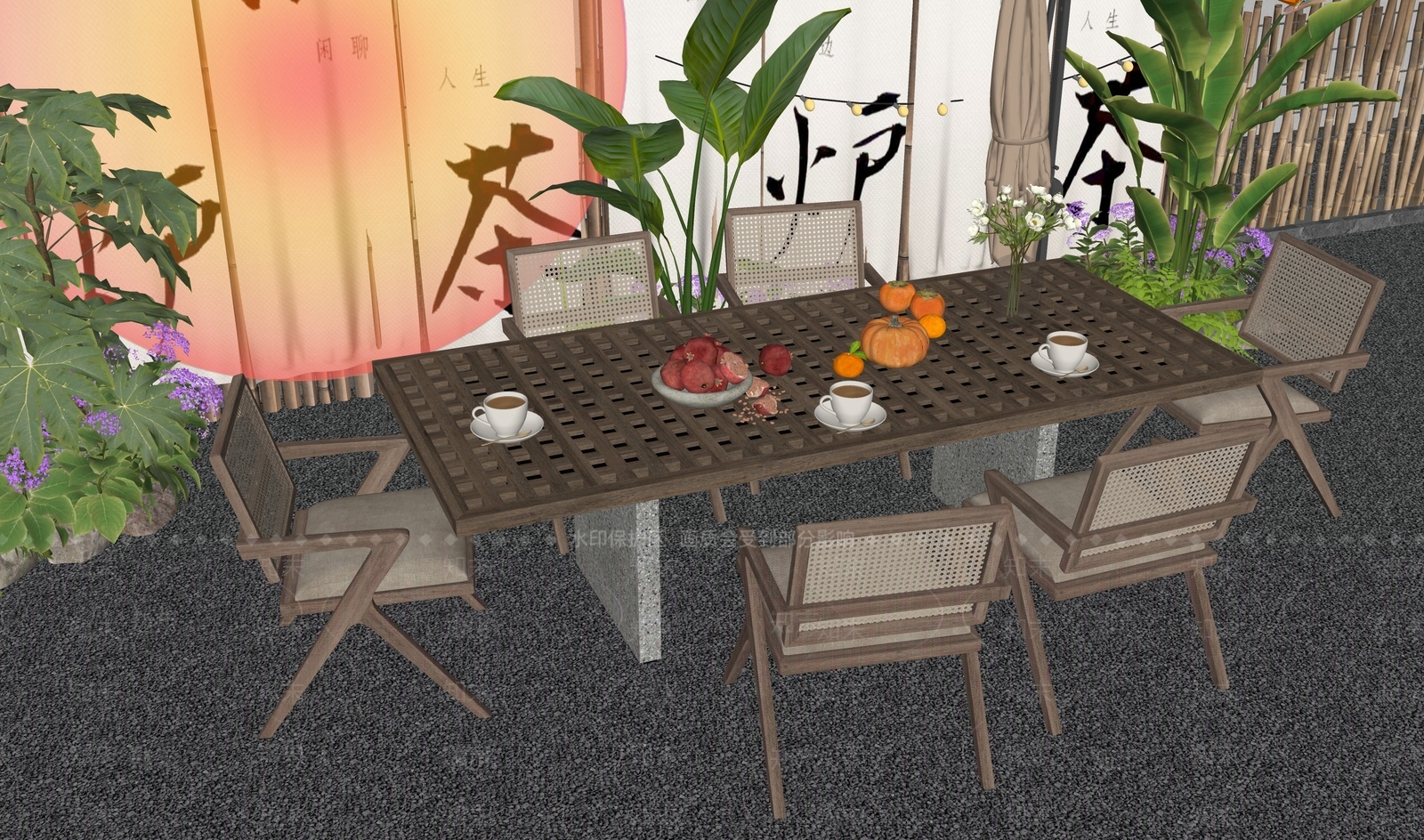现代户外桌椅SU模型下载【ID:1199413860】