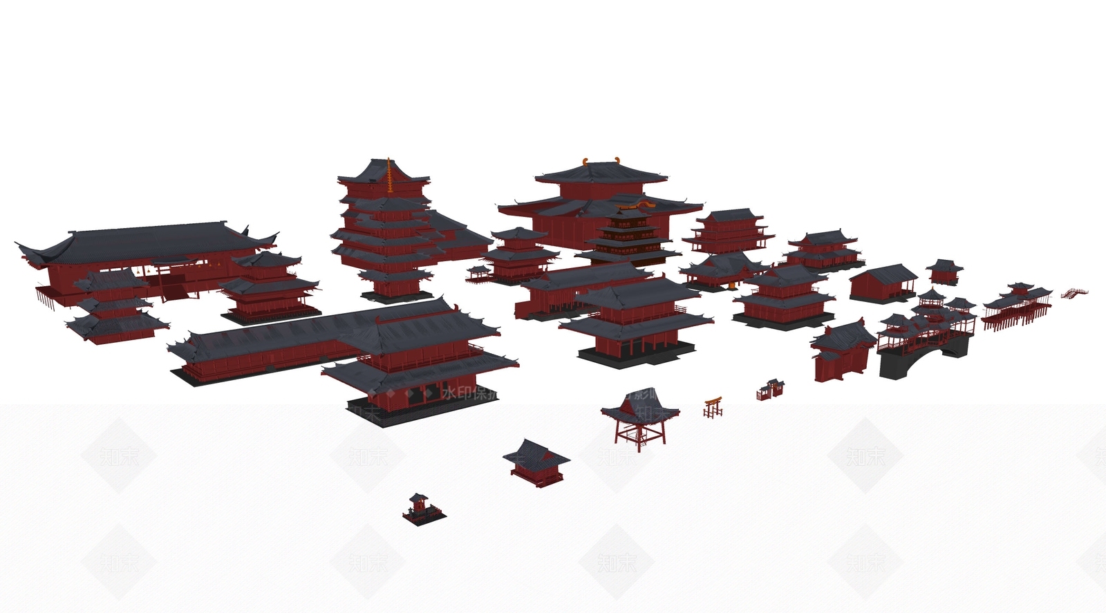 新中式中式古建筑SU模型下载【ID:1199417144】
