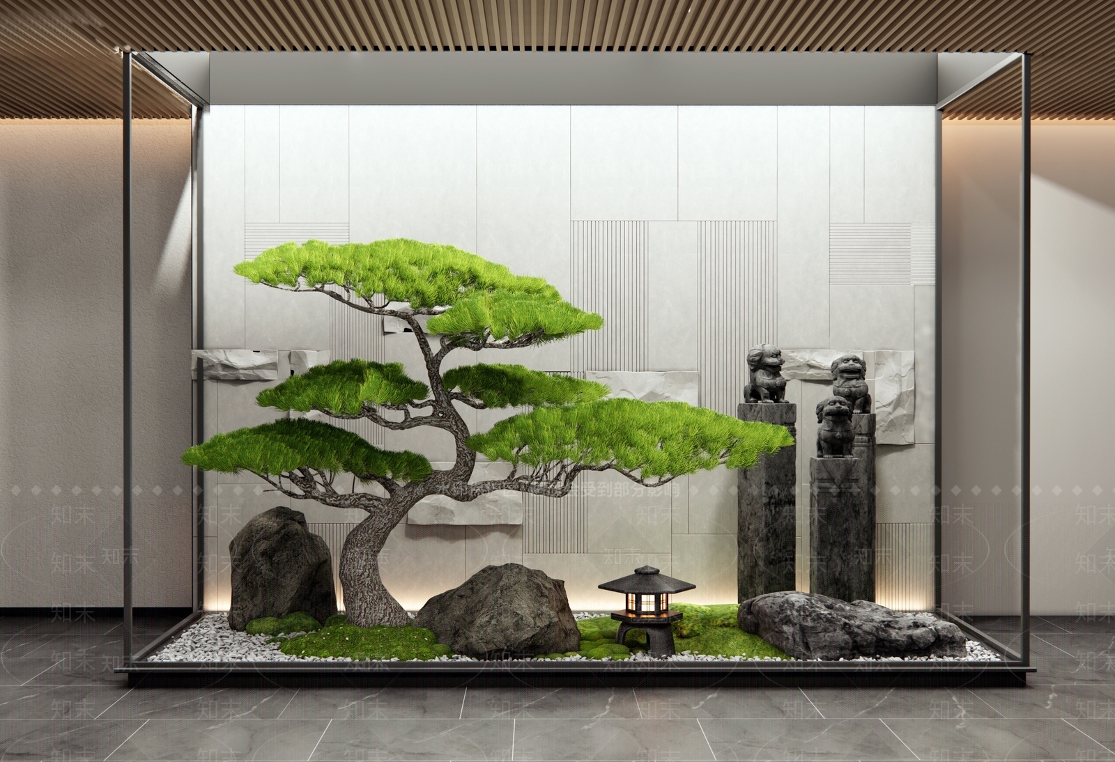 新中式室内景观3D模型下载【ID:1199416996】
