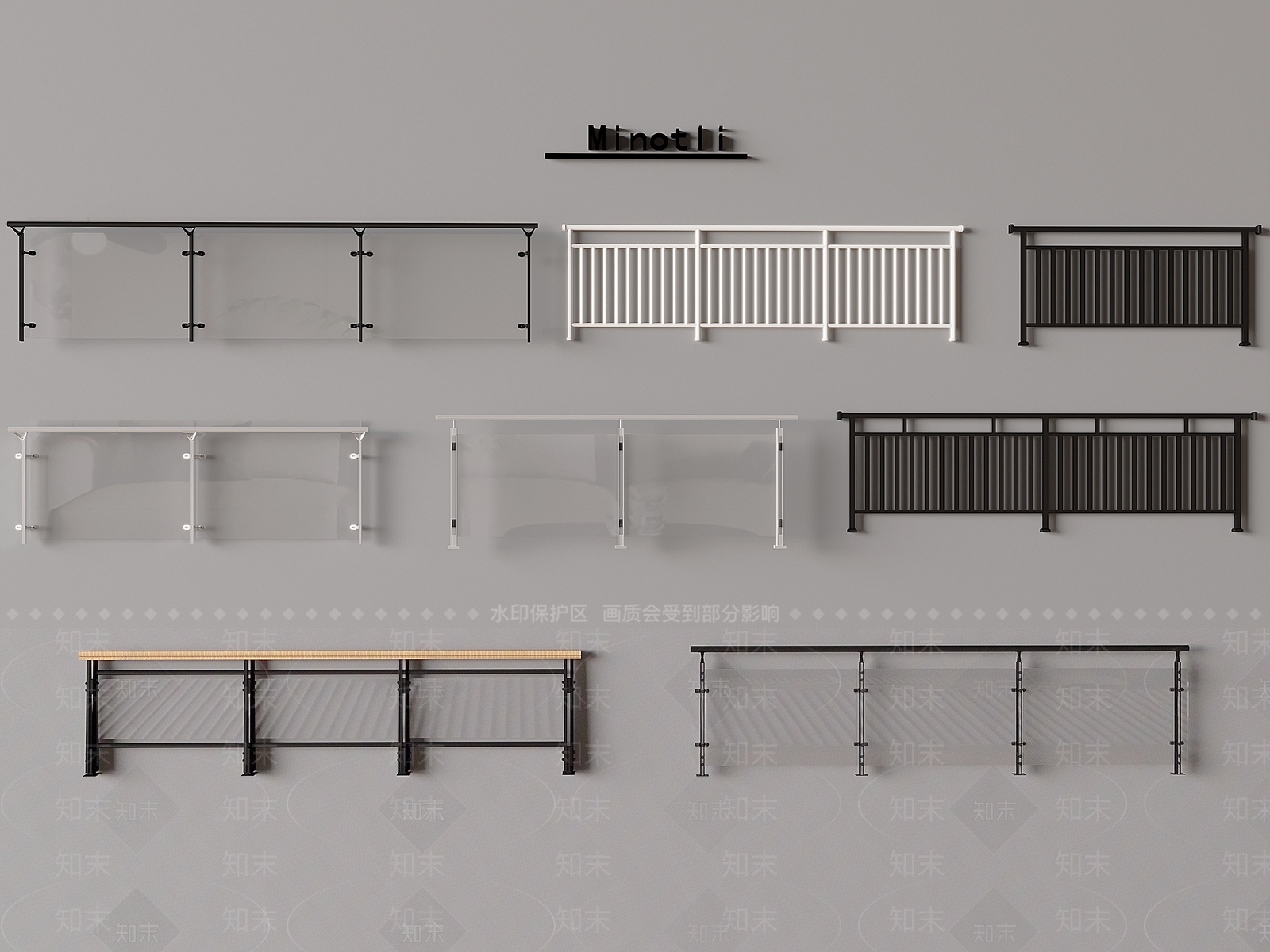 现代栏杆3D模型下载【ID:1199419046】