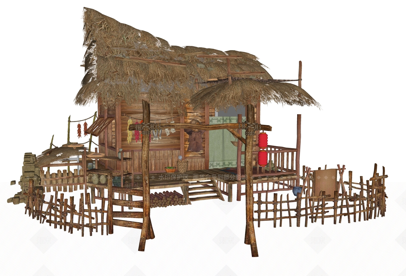 现代新中式木屋SU模型下载【ID:1199419447】