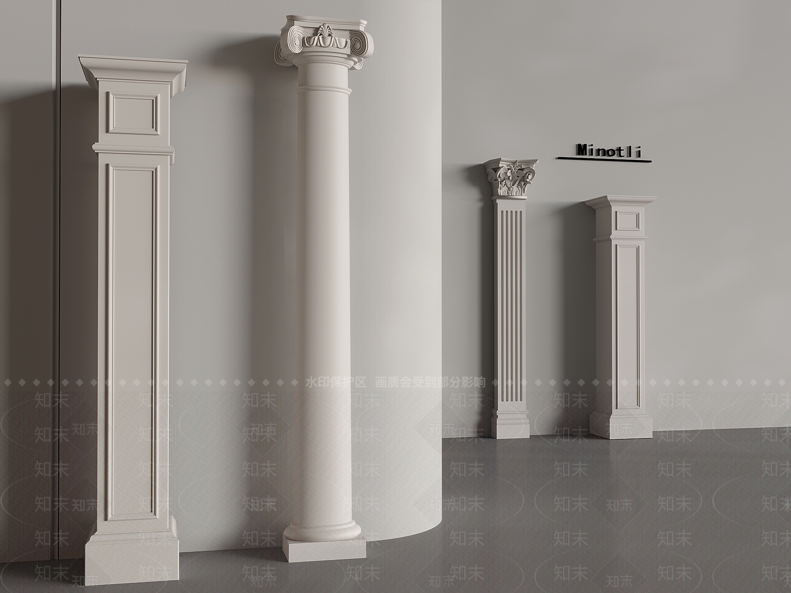 欧式奶油柱子SU模型下载【ID:1199420532】