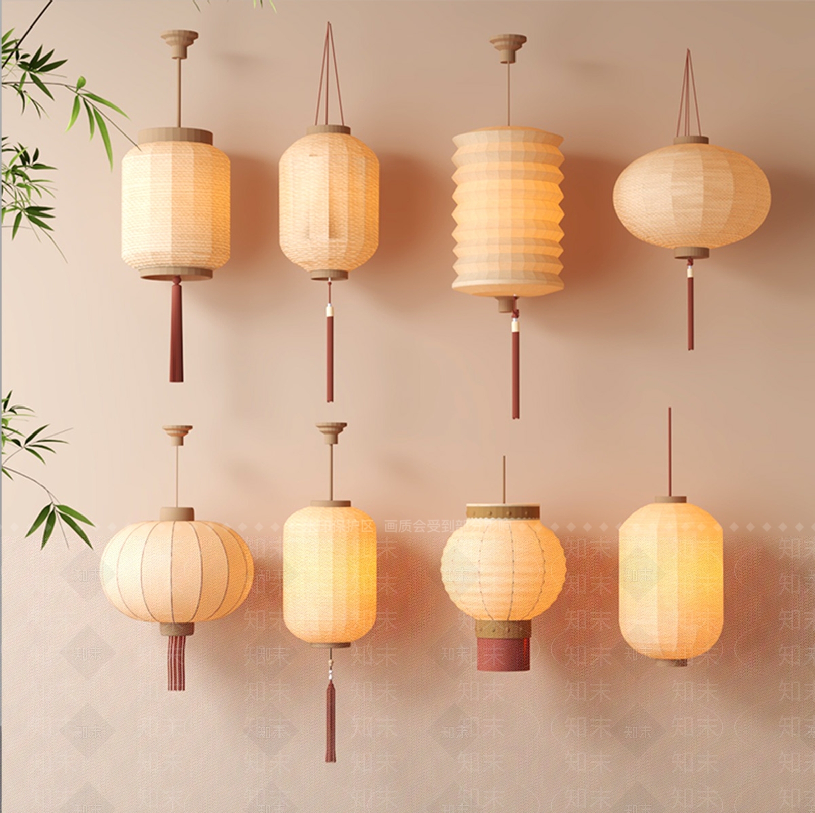 现代新中式灯笼3D模型下载【ID:1199425166】