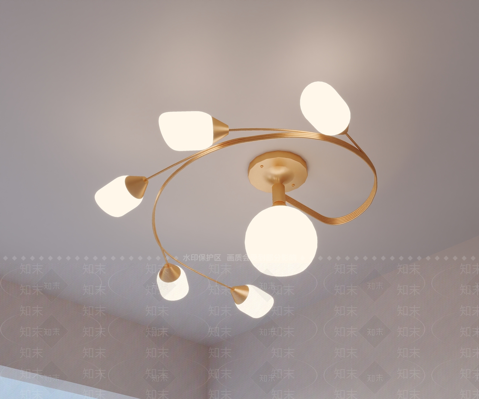 现代美式客厅吊灯3D模型下载【ID:1199427431】