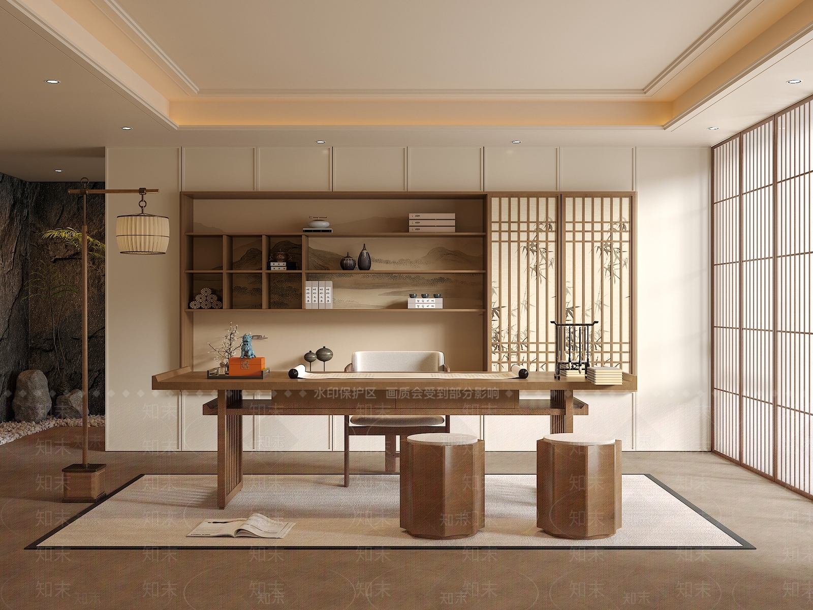 新中式中古宋式书房3D模型下载【ID:1199431642】