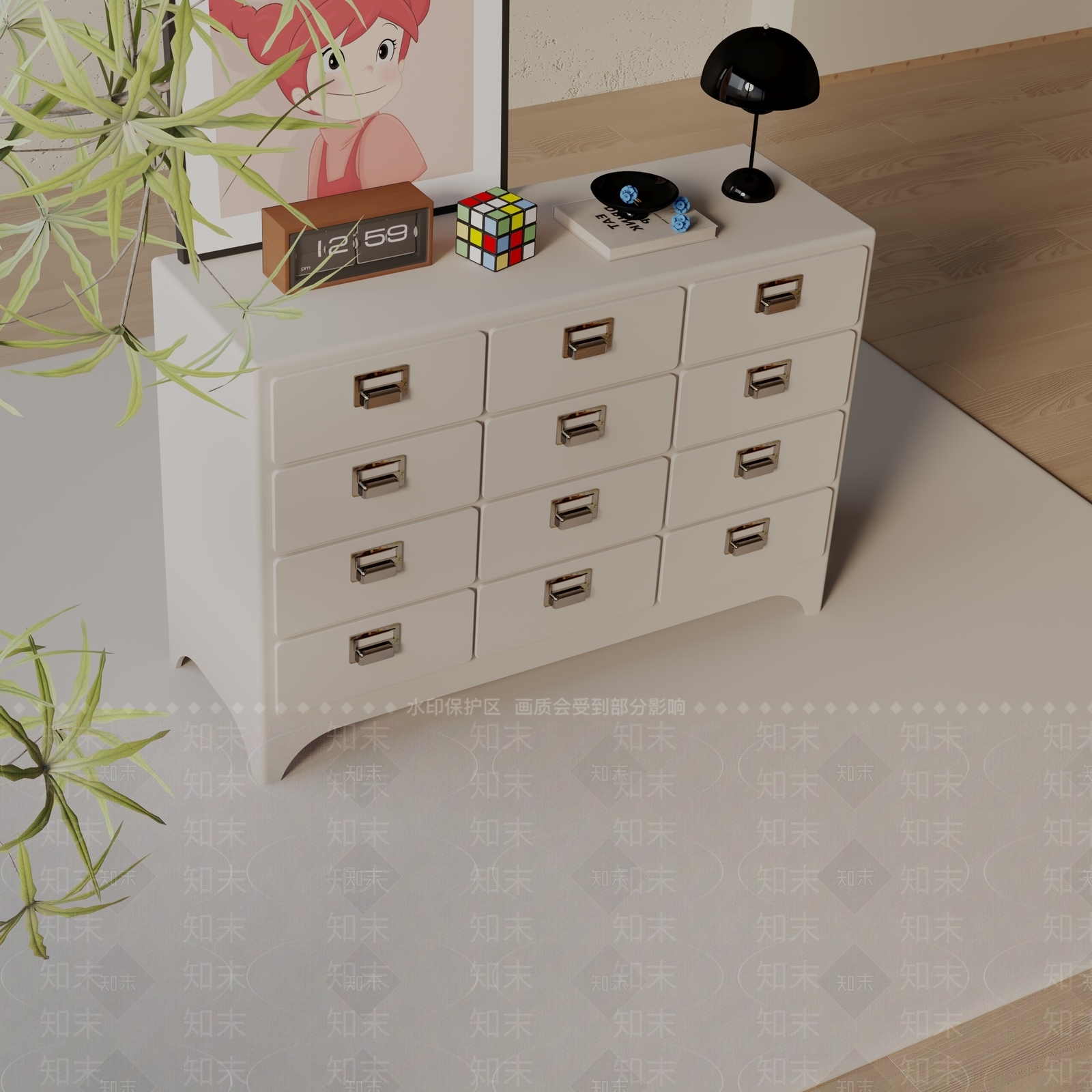 现代玄关柜3D模型下载【ID:1199433535】