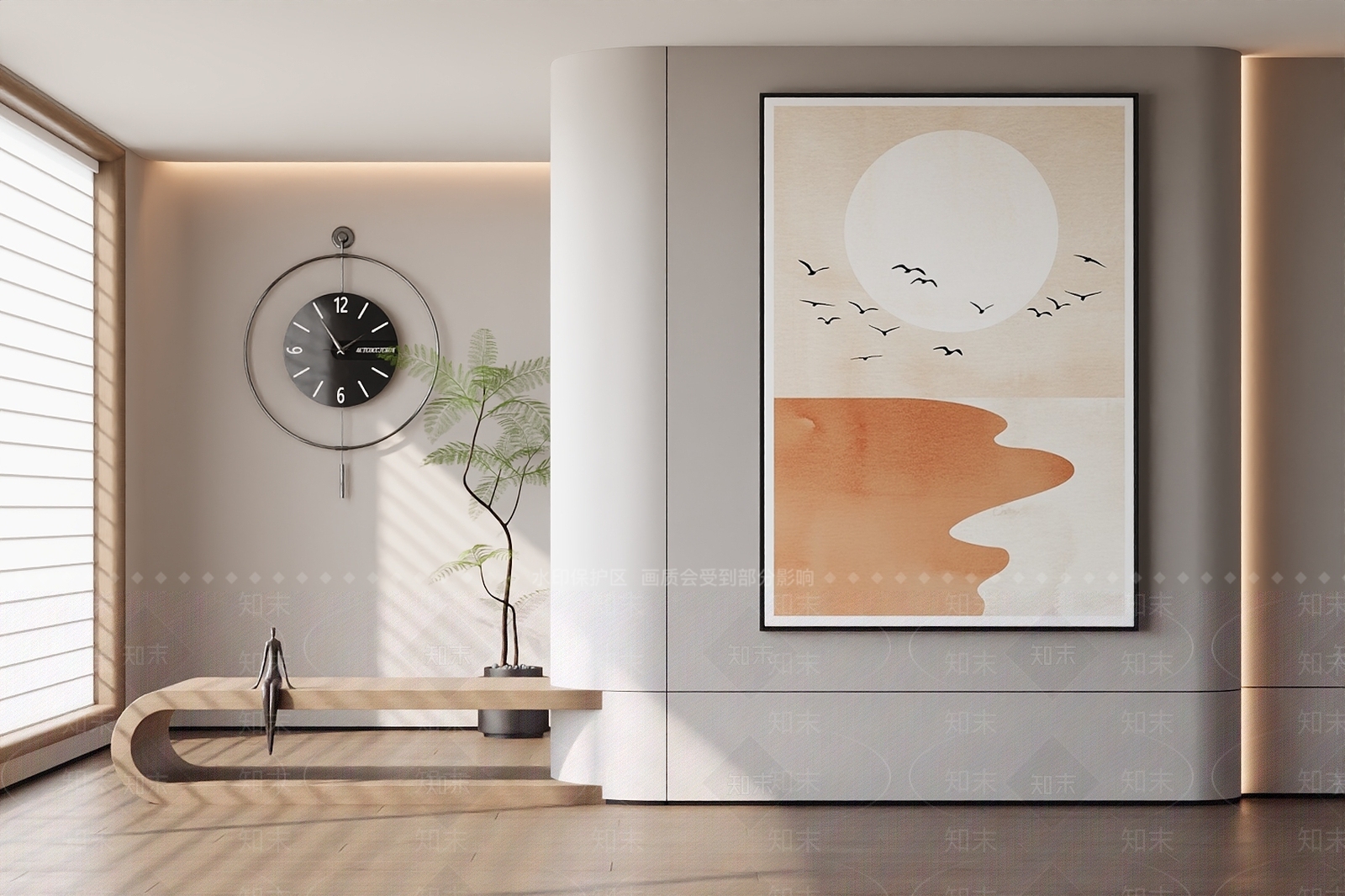 现代奶油挂画3D模型下载【ID:1199437572】