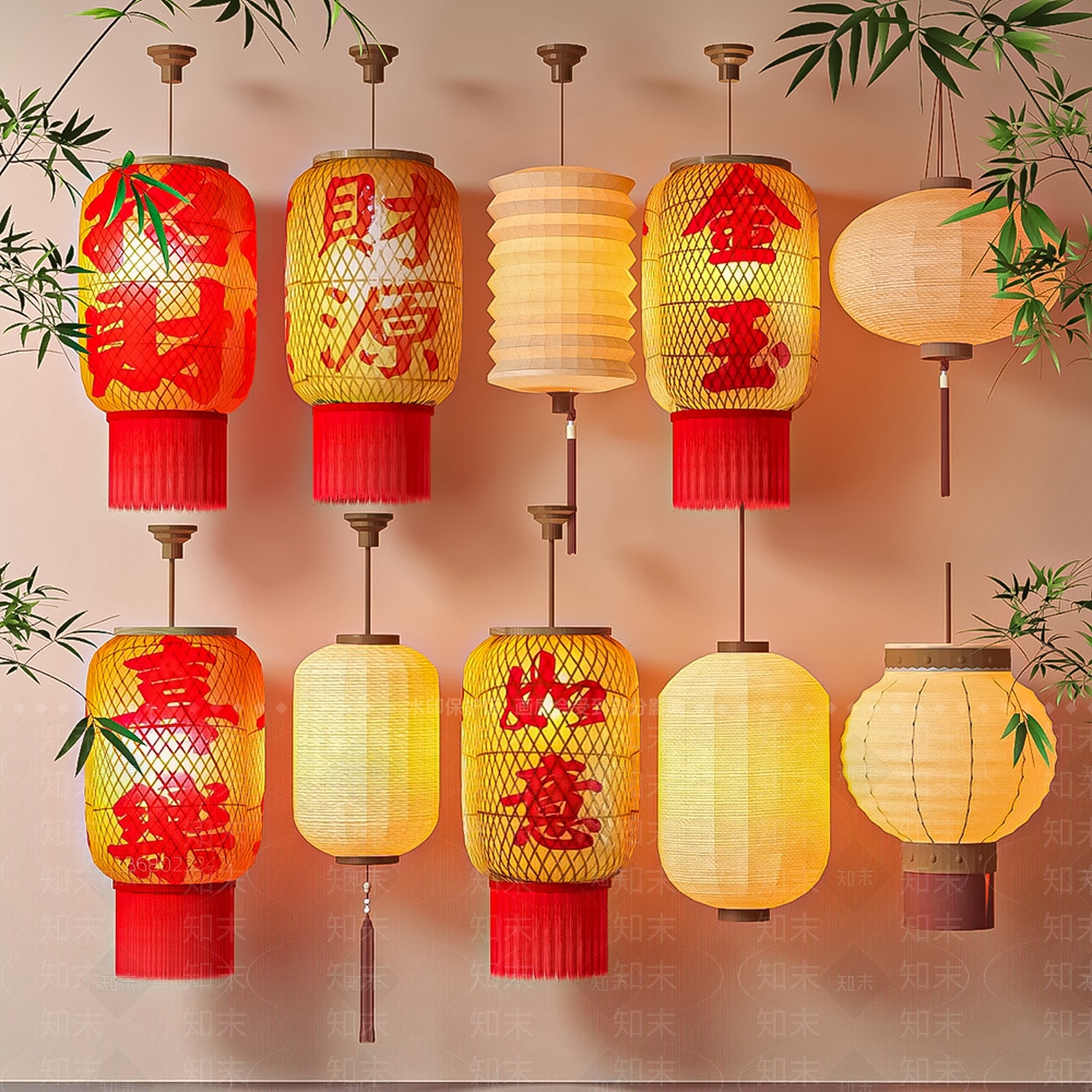 现代新中式灯笼3D模型下载【ID:1199439910】