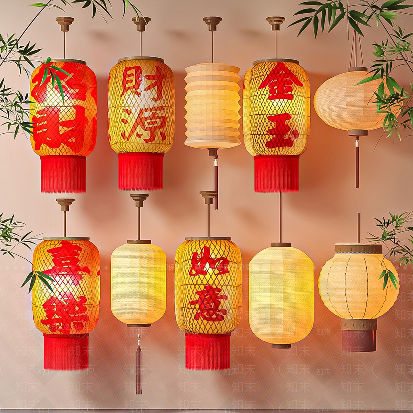 现代新中式灯笼SU模型下载【ID:1199439939】