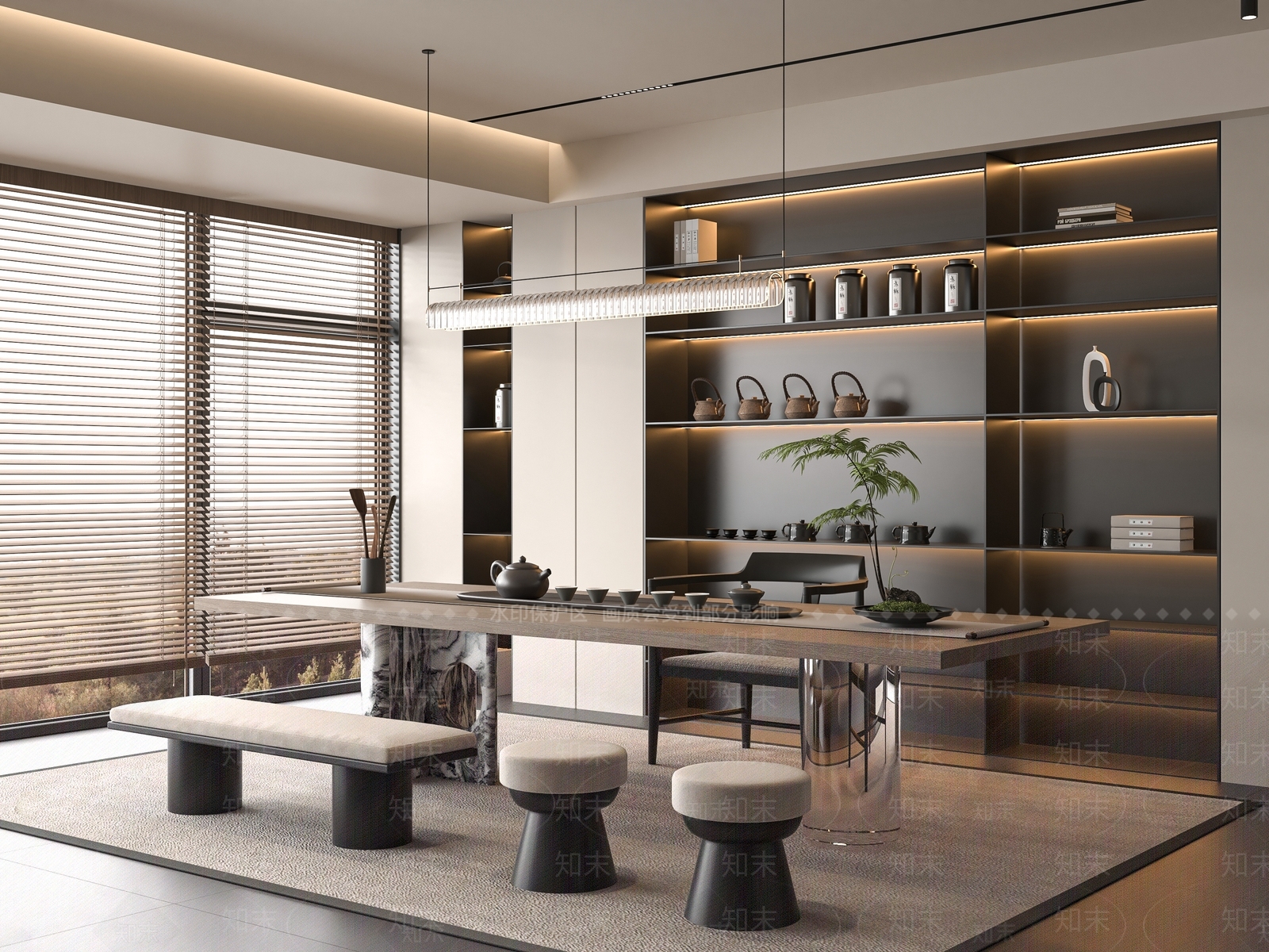 现代茶室SU模型下载【ID:1199441788】