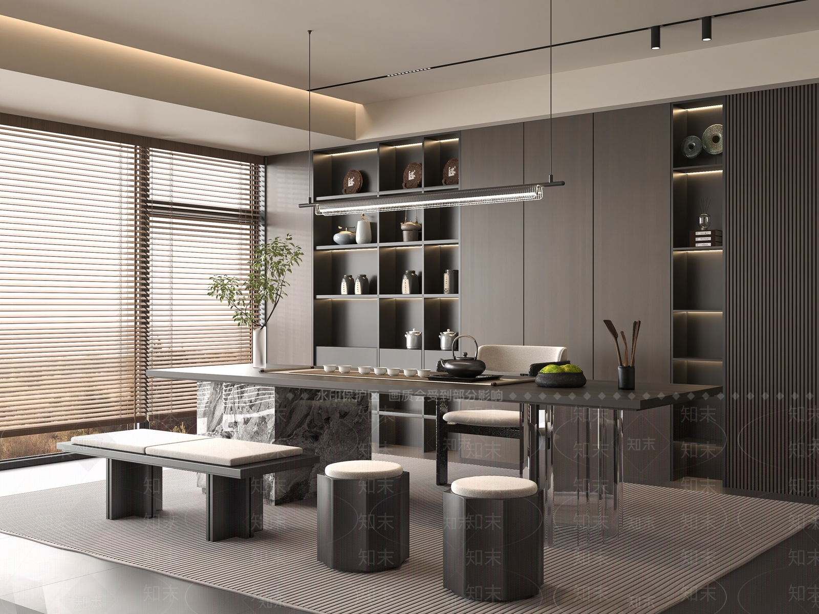 现代茶室SU模型下载【ID:1199442042】