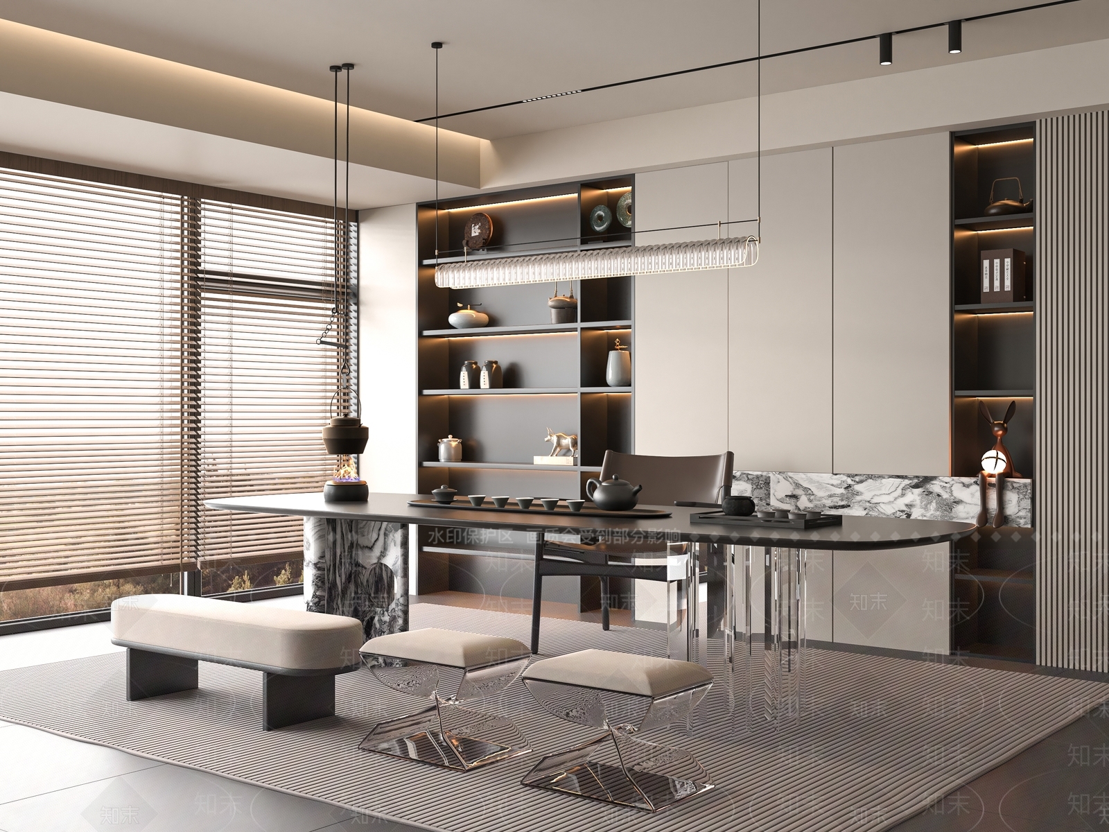 现代茶室SU模型下载【ID:1199442154】