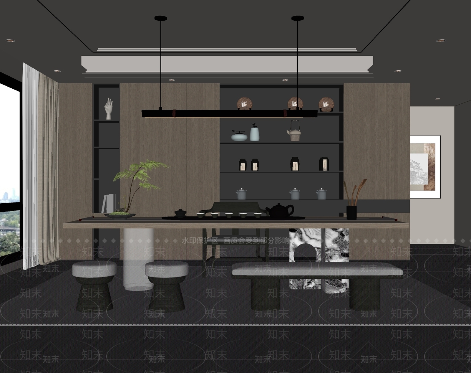 现代茶室SU模型下载【ID:1199442844】