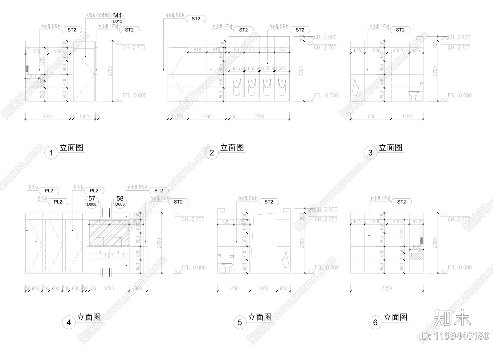 现代公共卫生间cad施工图下载【ID:1199446180】