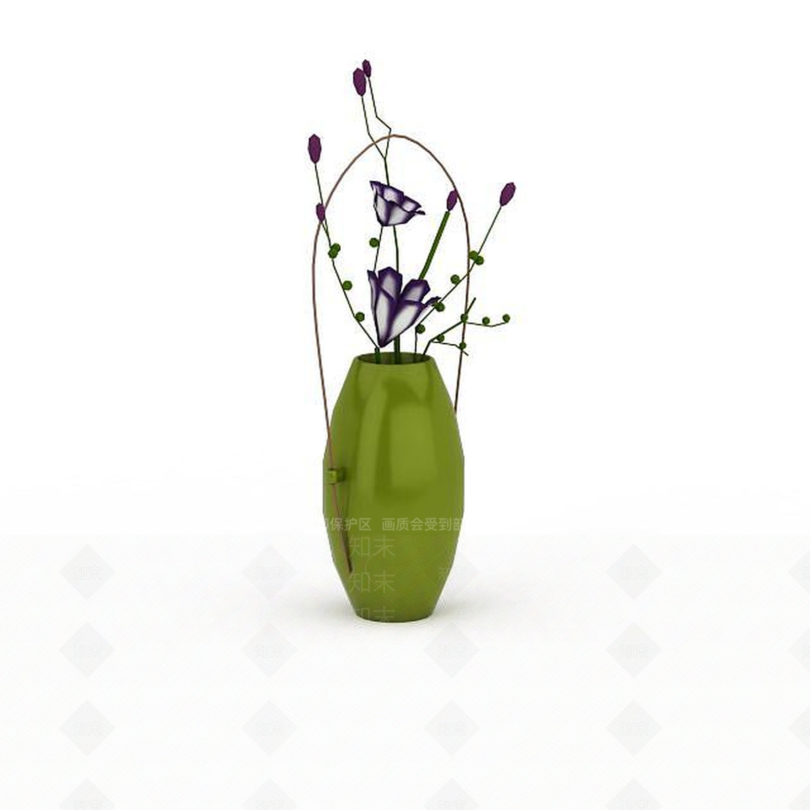 现代绿色花瓶装饰3D模型下载【ID:1199449989】