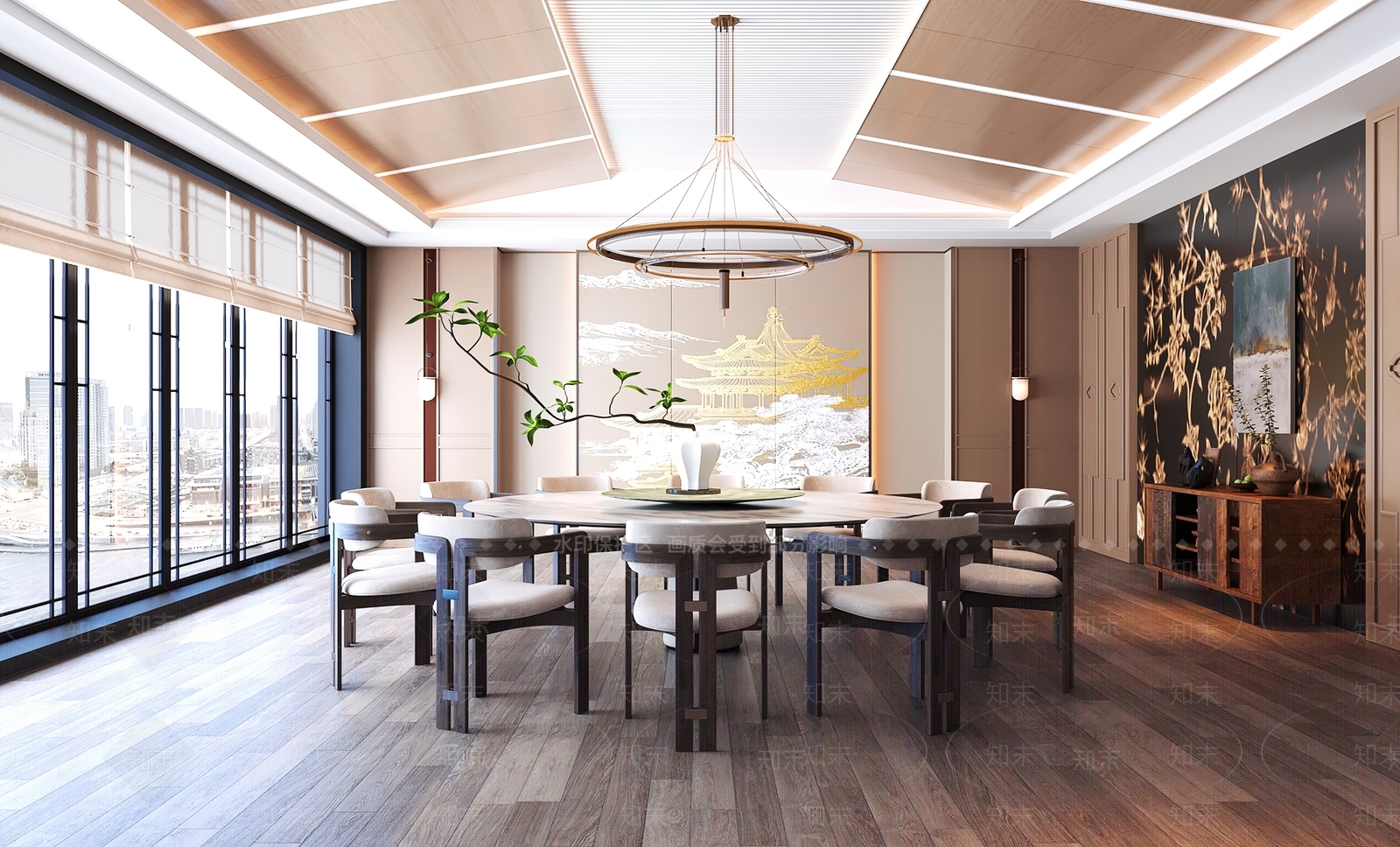 新中式包厢3D模型下载【ID:1199450930】