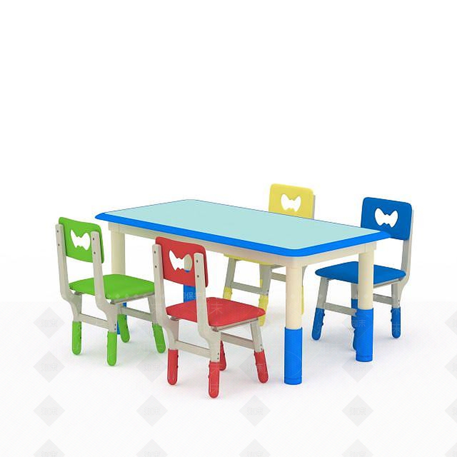 现代幼儿园桌椅3D模型下载【ID:1199450764】