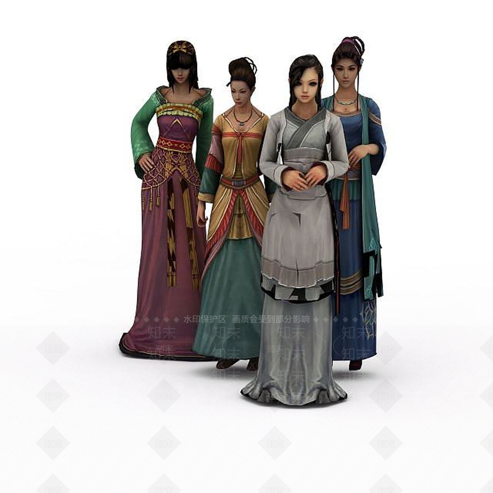 现代古装美女3D模型下载【ID:1199451224】