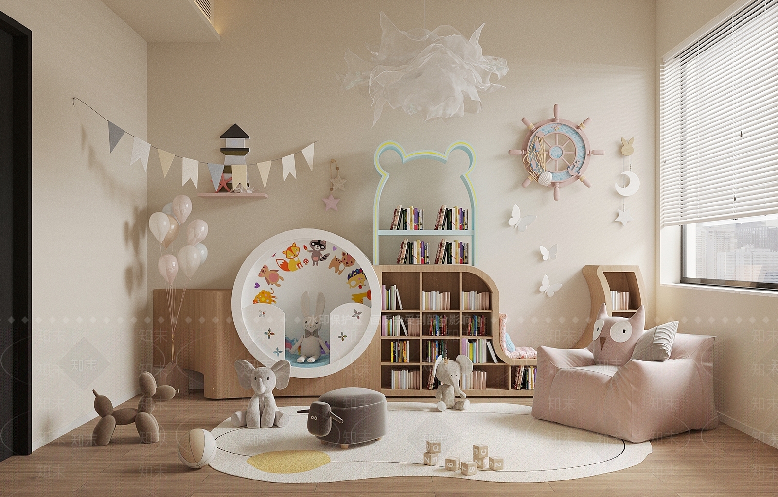 现代通用儿童房3D模型下载【ID:1199451727】