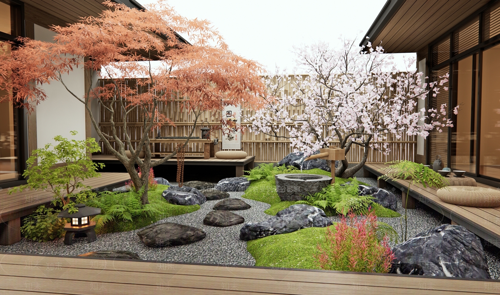 日式别墅庭院SU模型下载【ID:1199452123】